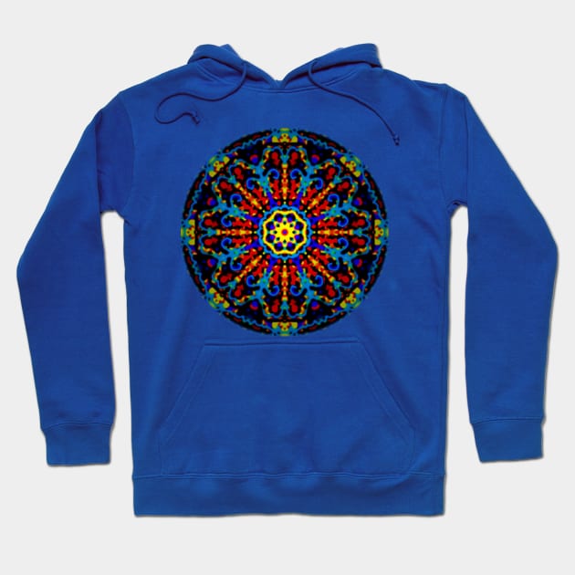 Rosette Window Stained Glass Mandala Hoodie by Bits